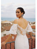 Puff Off Shoulder Sleeve Ivory Lace Wedding Dress